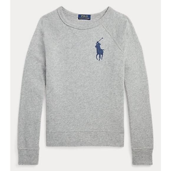 Ralph Lauren Polo Pony Spa Terry Sweatshirt Crewneck Heather Gray Boys Size M - Picture 1 of 11